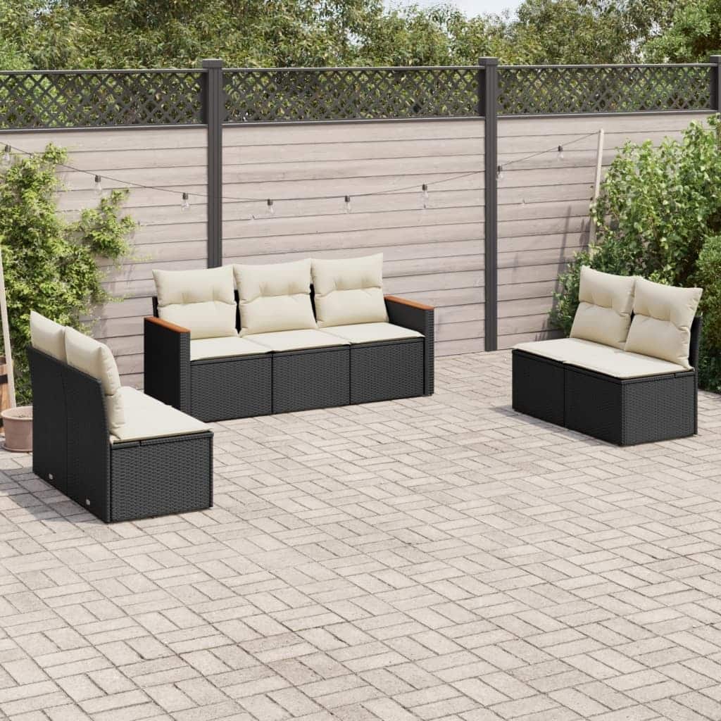 vidaXL Patio Sofa Set with Cushions Outdoor Conversation Furniture Poly Rattan