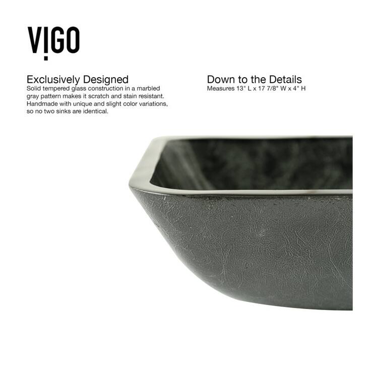 Vigo Onyx 13" Glass Vessel Bathroom Sink with 1.2 GPM Lexington