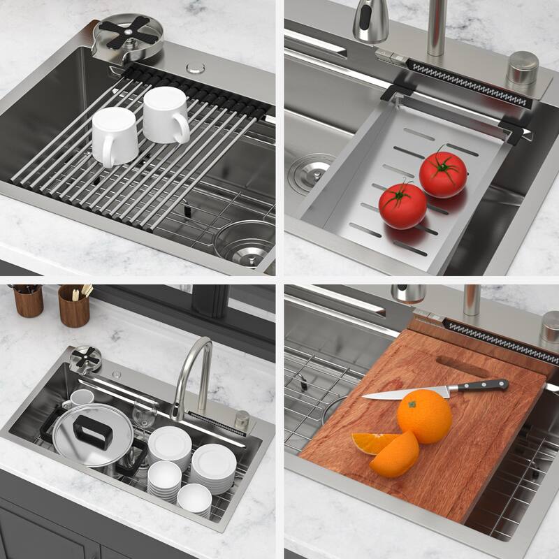 33" Drop-In 16 Gauge Single Bowl Stainless Steel Kitchen Sink - 33'' x 19.29'' x 9''