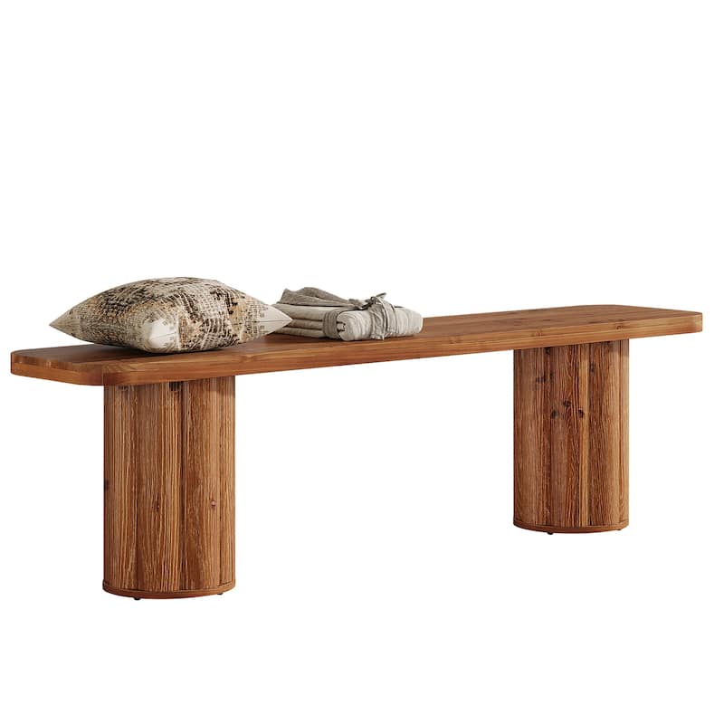 63" Extra Long Solid Wood Bench, Farmhouse Entryway Bench