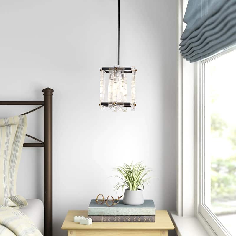 4-Lights Special Square Glass Shade Pendant Lighting - 7.9"D×4.7"W×57.1"H(Adjustable)