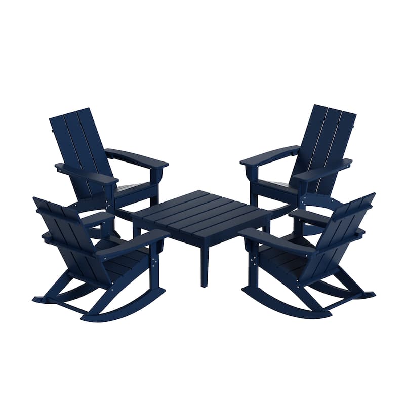 Shoreside 5-Piece Poly All Weather Rocking Chair Conversation Set