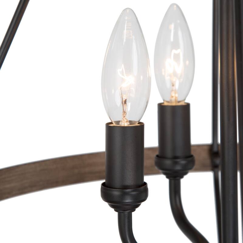 Modern Farmhouse 4-Light Lantern Chandelier Cage Pendant for Kitchen Island Dining Room - W 16" x H 20"