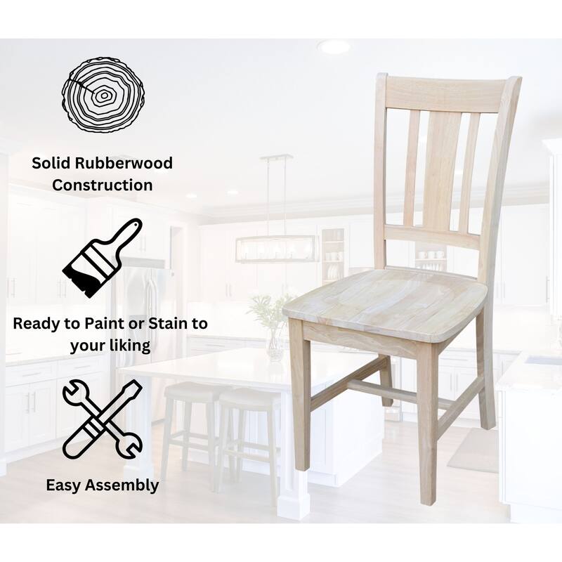 International Concepts Solid Wood San Remo Splatback Chairs - Set of 2