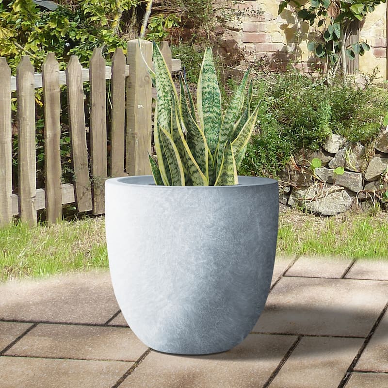 Durx-litecrete Lightweight Concrete Modern Seamless Round Cement Color Planter-Medium - 13.8'x13.8'x11.8'