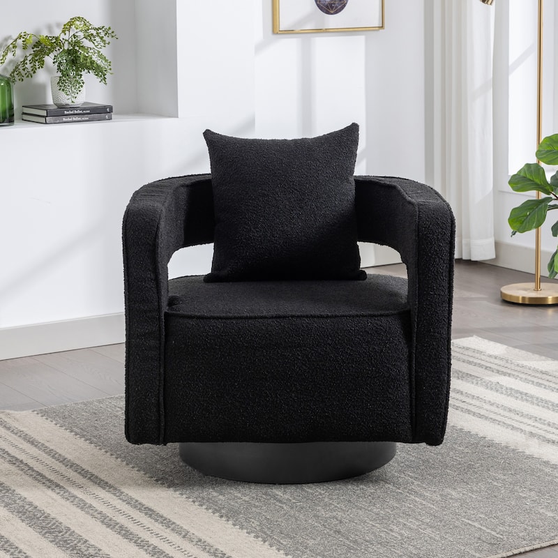 29"W Boucle Upholstered Swivel Armchair Single Sofa