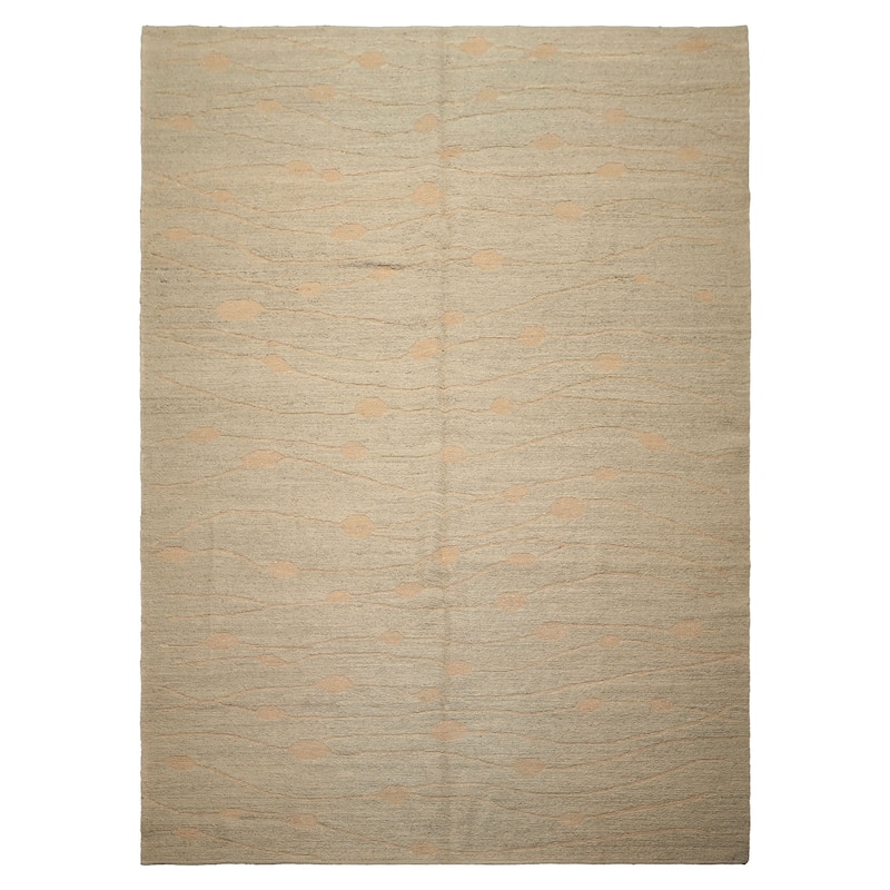 8x11 Hand Knotted Wool Moss Contemporary Flatweave Calvin Klein Rug - 8' x 11'