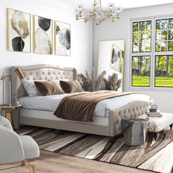 slide 2 of 17, Furniture of America Sumala Modern Button Tufted Wood Panel Bed