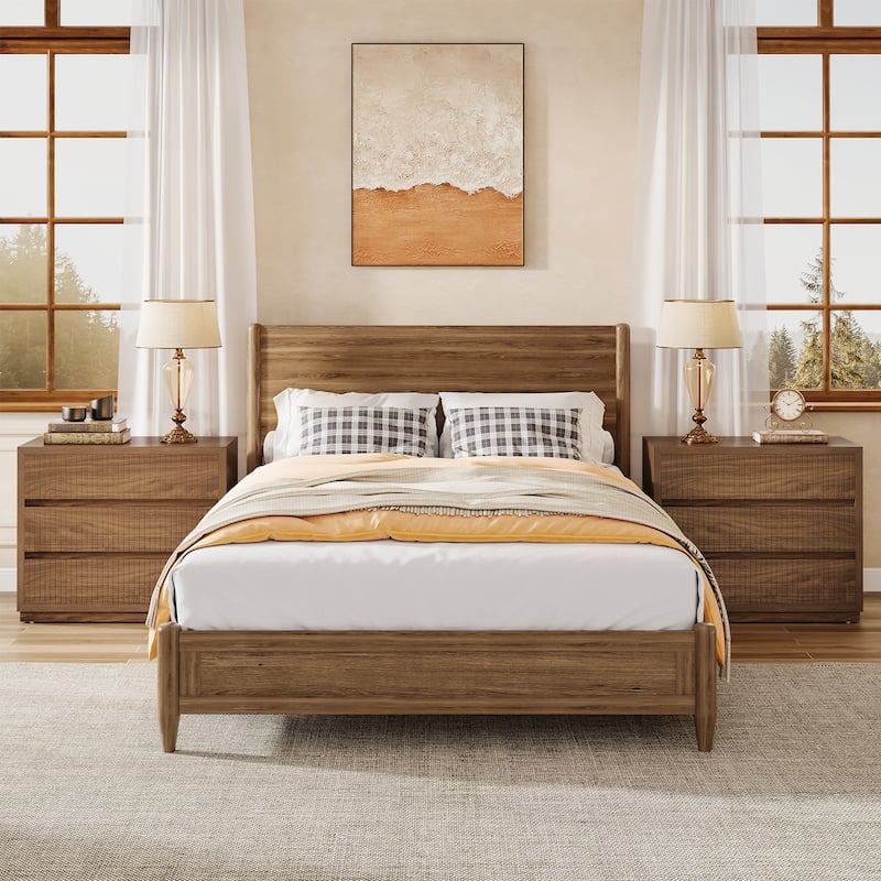 Oversize Wood Nightstand with 3 Drawers