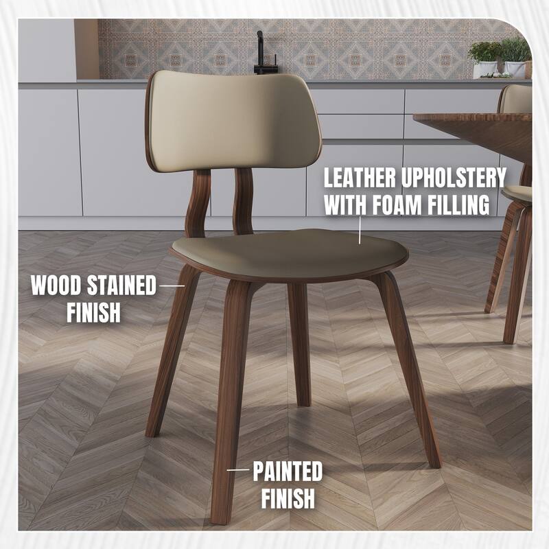 Leather Dining Chairs with Poplar Wood Frame and Open-Back Design Side Chair