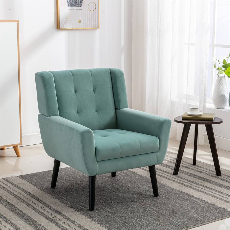 Modern Soft Velvet Material Ergonomics Accent Chair - Mint Green