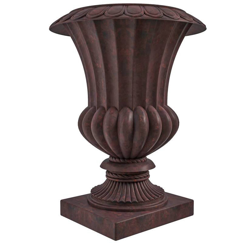 Lotus Elegant Urn Planter Pot in Fiberstone and MgO Clay with Drainage Holes for Indoor Outdoor Home Office Yard Patio Decor - Brown