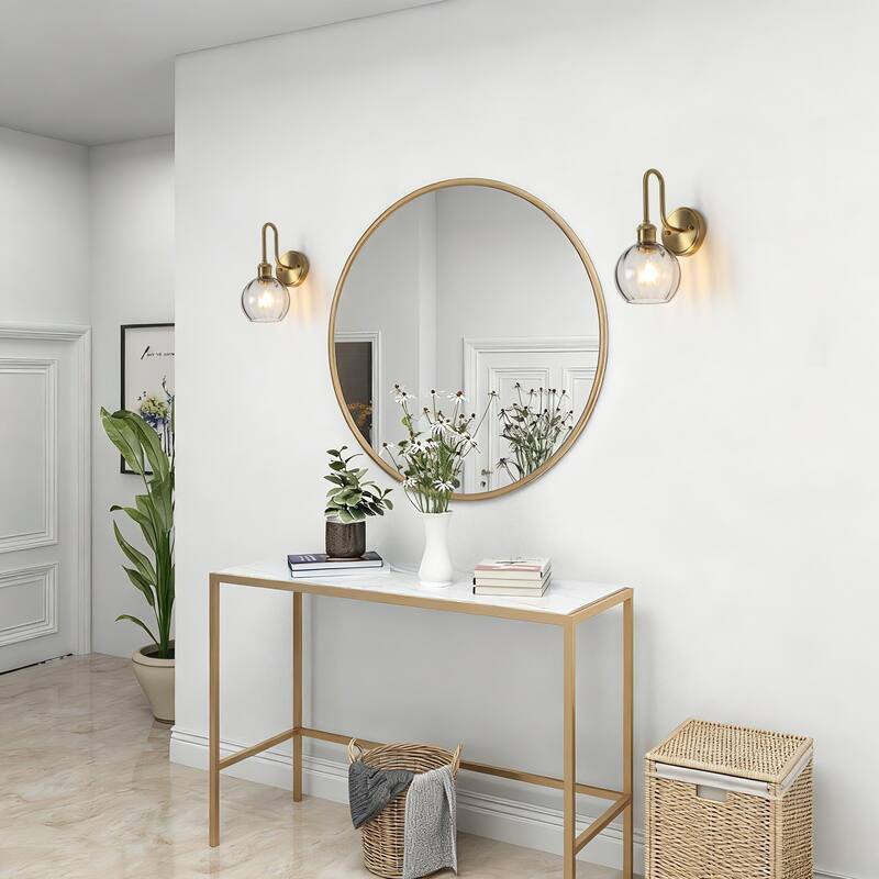 Modern 1-Light Bathroom Vanity Wall Sconce with Textured Glass Shade