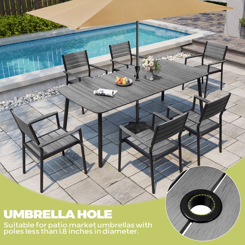 Pellebant Patio Dining Table Rectangular Aluminum Outdoor Table