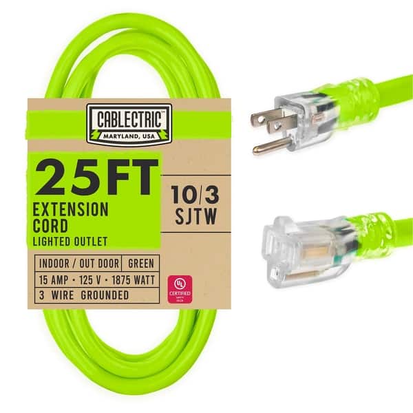Rallonge électrique Extérieure 20 Pieds - 3 Prises - Heavy Duty 10/3 SJTW