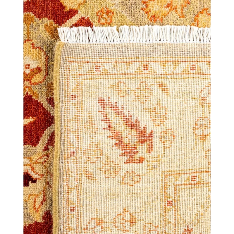 Overton Hand Knotted Wool Vintage Inspired Traditional Ottoman Yellow Area Rug - 3' 2" x 5' 4"