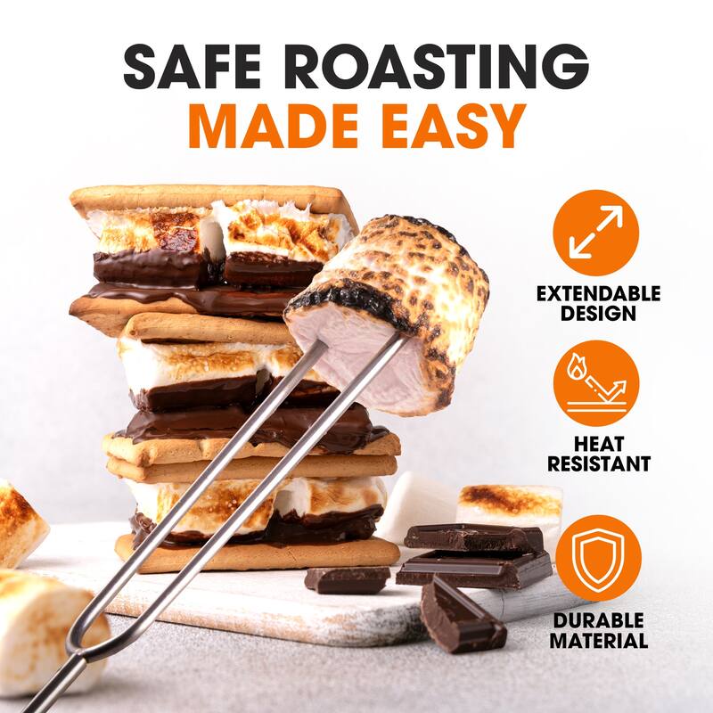 Cheer Collection 8 Piece Marshmallow Roasting Stick Set with Bag