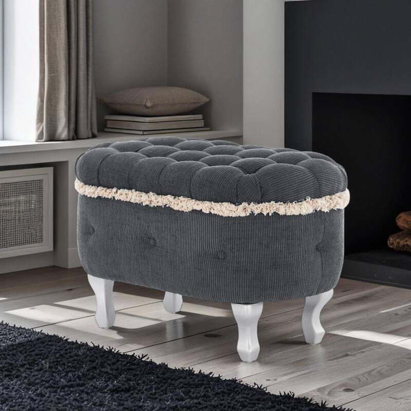 29.5" Storage Benches, End of Bed Bench with Button-Tufted, Fabric Upholstered Storage Ottoman, Shoe Cabinet Bench