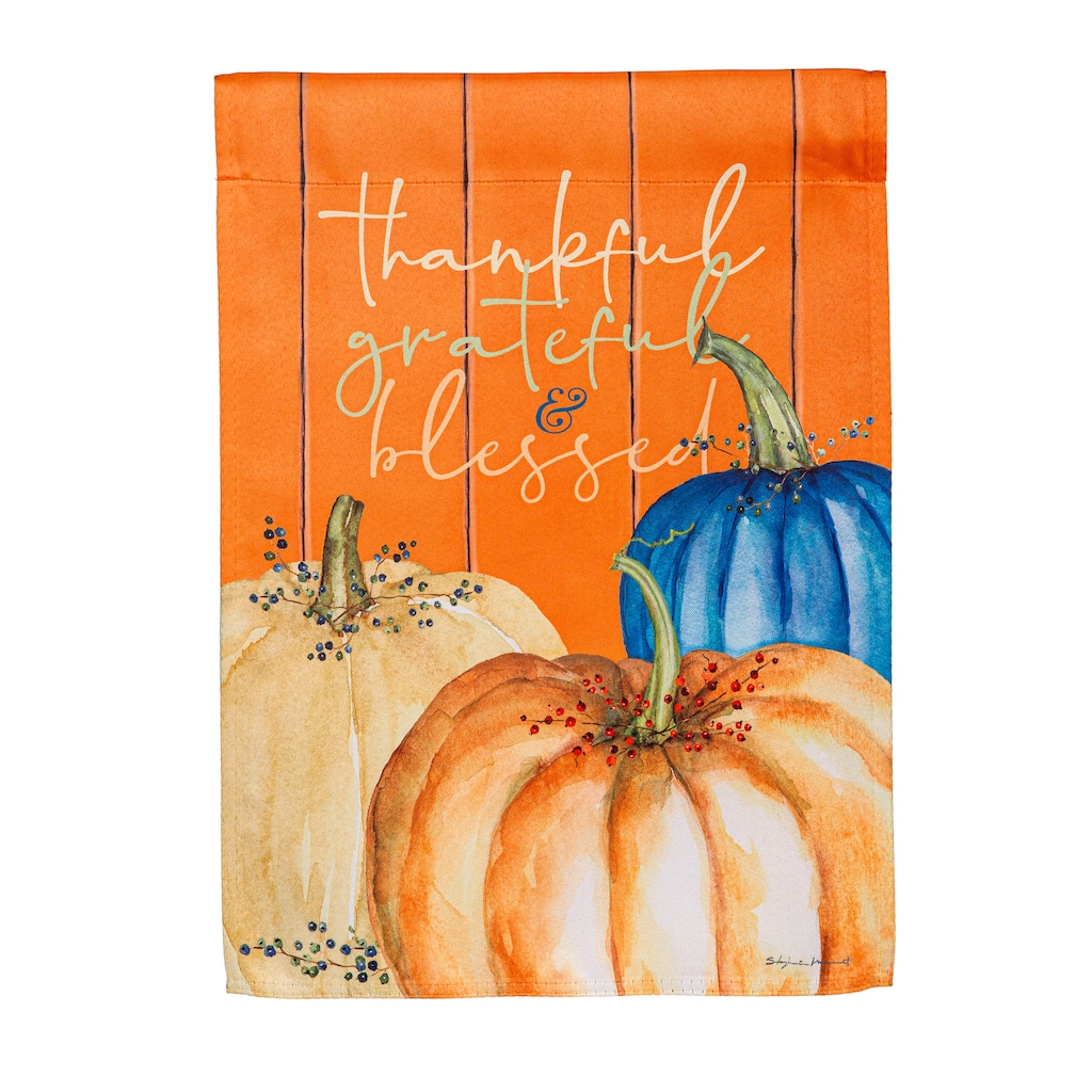 Thankful, Grateful, and Blessed Suede Garden Flags