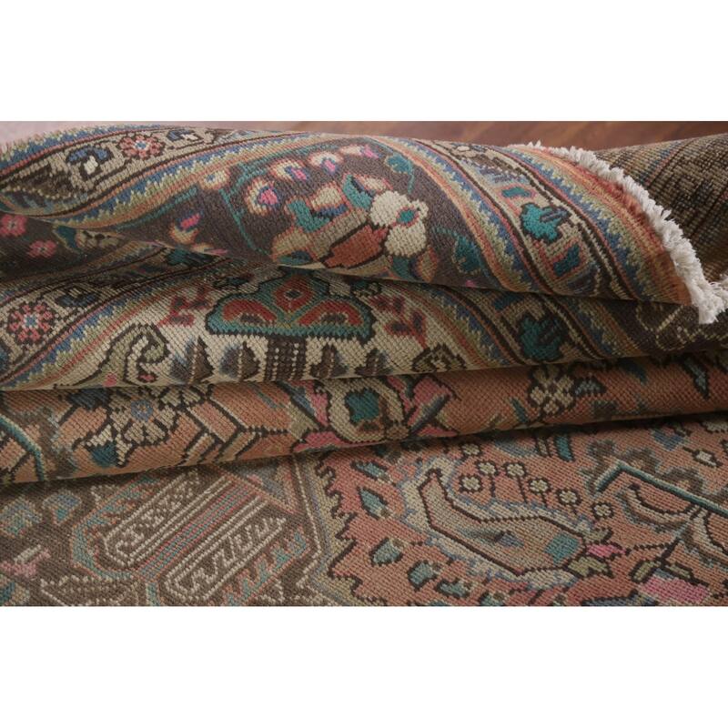 Hand Knotted Oriental 100% Wool Carpet Traditional Floral Coral Tabriz Area Rug - 11' 3'' X 8' 0''