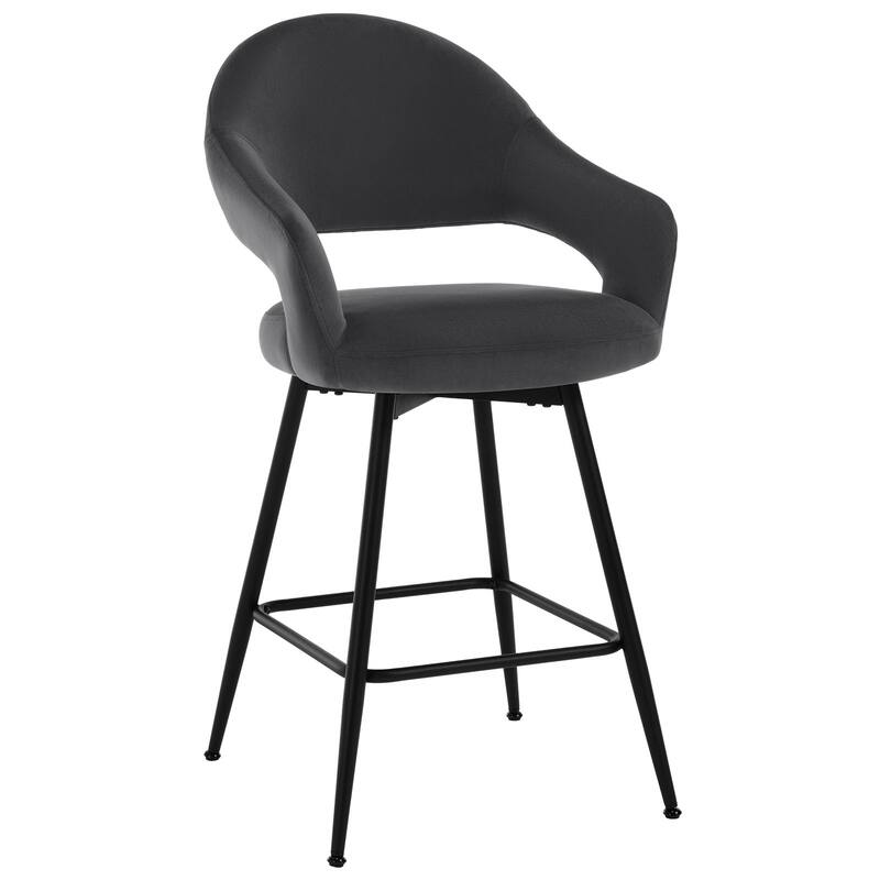 26" Velvet/ Faux Leather Counter Height Swivel Bar Stools Set of 2/4 - 39.2"H x 20.4"W X 22"D