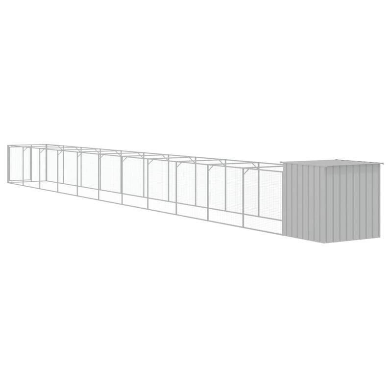 vidaXL Dog House with Run Anthracite/Light Gray multisize Galvanized Steel