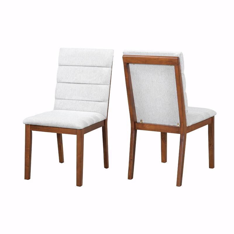Comfy Tufted Chairs Set of 2 - Walnut Finish & High-Density Foam