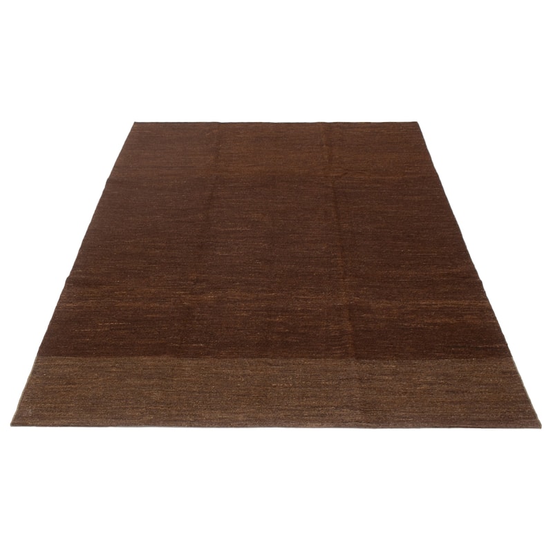 ECARPETGALLERY Flat-Weave Natural Brown Wool Kilim - 6'10 x 9'9