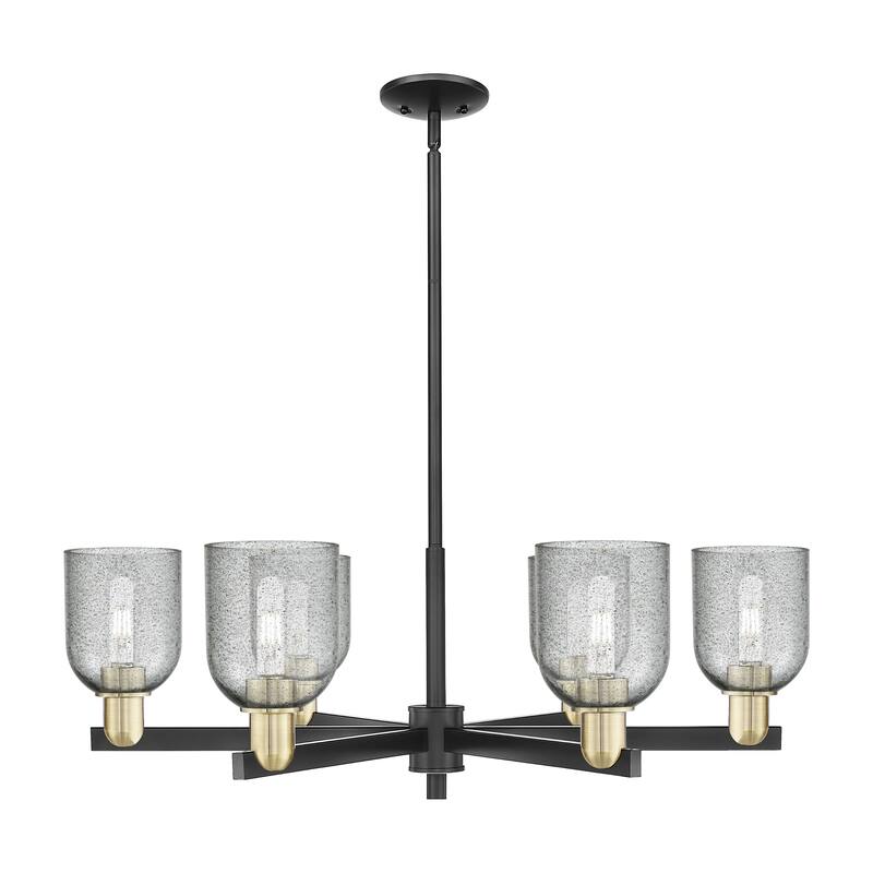 Innovations Lighting Endless Possibilities Arcadia - Caledonia - 6 Light 35" Stem Hung Chandelier with Charcoal Shade - Charcoal/Black Antique Brass