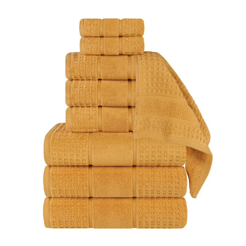 Superior Napa Zero Twist Cotton Waffle 9 Piece Bathroom Towel Set