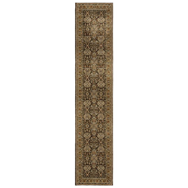 Style Haven Adalynn Bordered Traditional Brown/ Gold Area Rug - 2' 6" x 12' - Runner