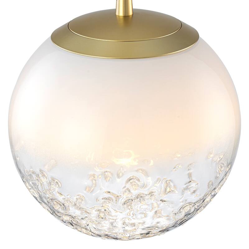Modern LED Pendant Light with Translucent White Glass Globe - Dia.8-in