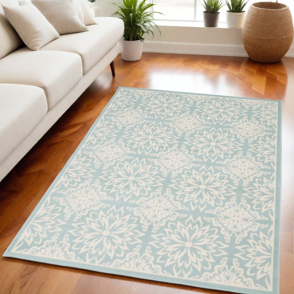 Qodul Power Loomed Floral Durable Area Rug By HomeRoots - 87' X '63' X '0.5