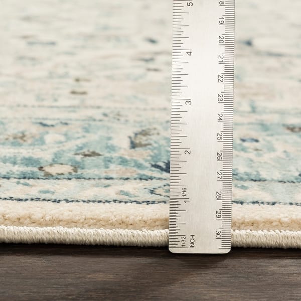 Annelie Teal & Grey Updated Traditional Area Rug - 7' 10" x 9' 10"
