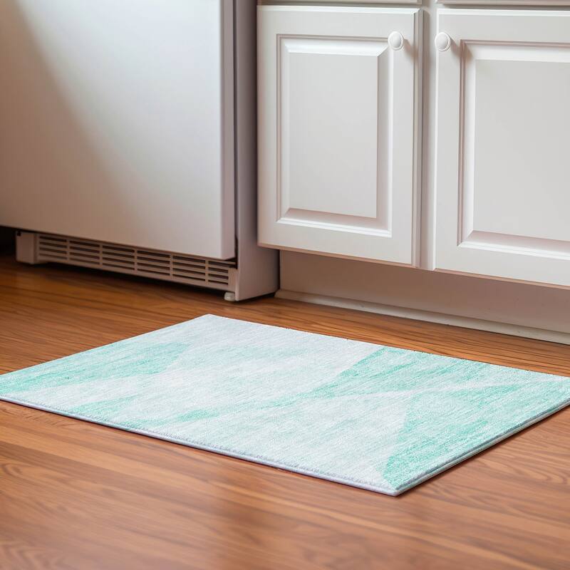 Premium Washable Super Soft Mayfield Rug - Aqua - 1' 8" x 2' 6" - Rectangle