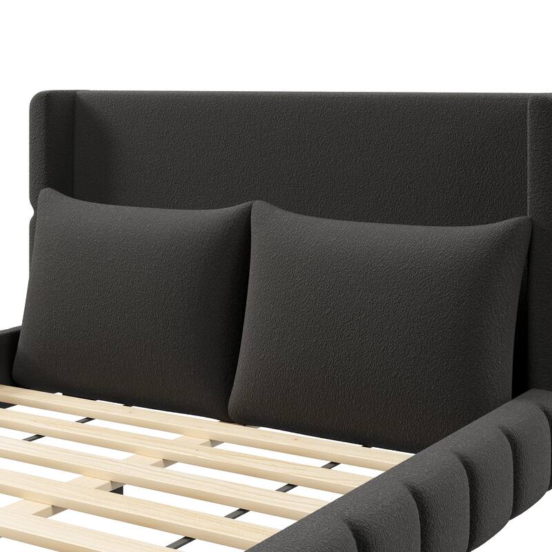 Upholstered Platform Bed with 2 Cushioned Pillows by Harper&Bright Designs