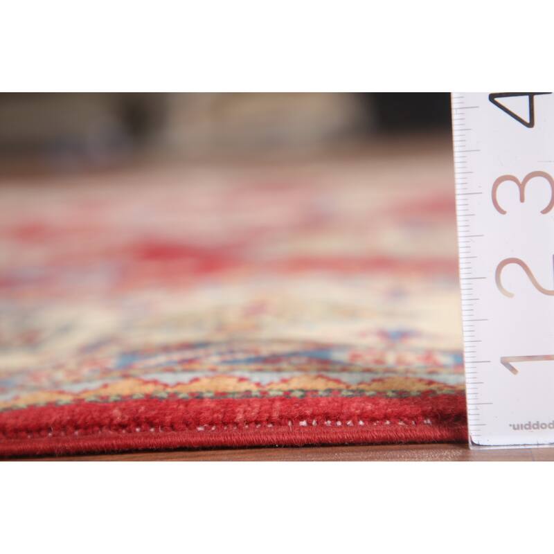 Hand Knotted Oriental 100% Wool Carpet Traditional Geometric Red Kazak Area Rug - 10' 5'' X 6' 3''
