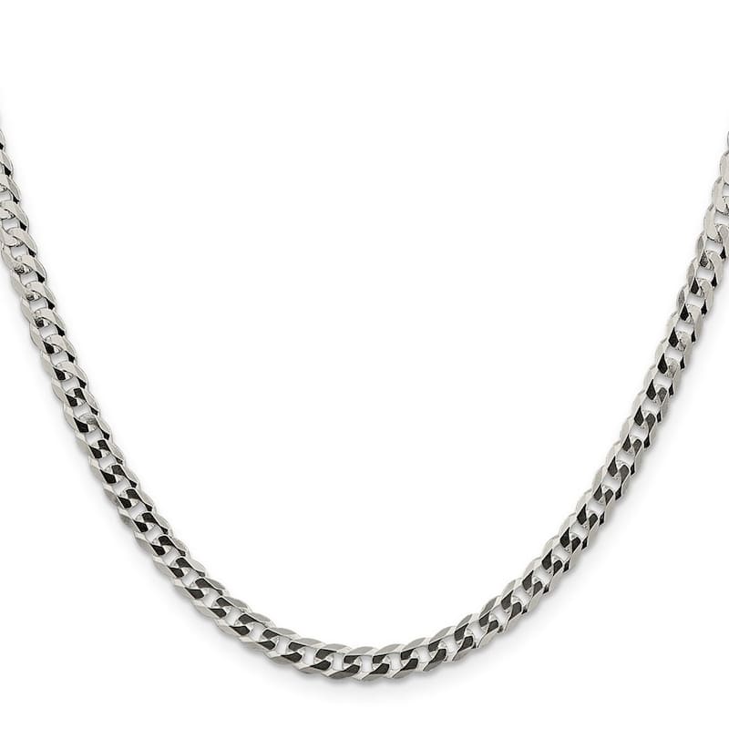 Curata 925 Sterling Silver 4.5mm Closed Link Flat Curb Chain Necklace