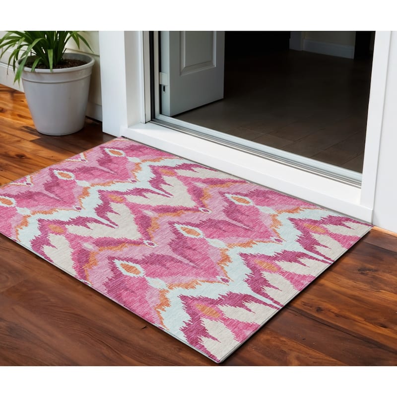 HomeRoots Ikat Transitional Rectangle Outdoor Rug - 3' x 5'