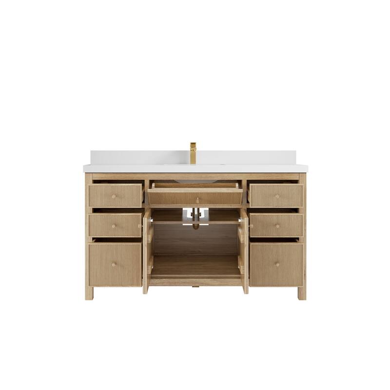 Willow Collections 60 in. W x 22 in. D Sonoma Teak Wood Single Sink Bathroom Vanity with Countertop