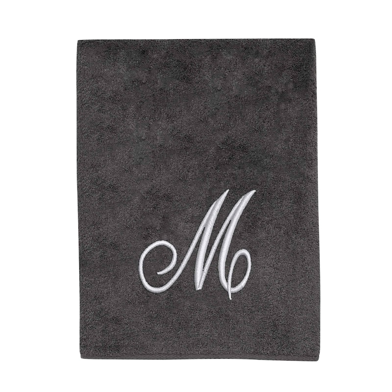 Avanti Linens Granite/Silver Script Monogram Bath Towel Letter M - Bath Towel