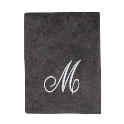 Avanti Linens Granite/Silver Script Monogram Bath Towel Letter M - Bath Towel
