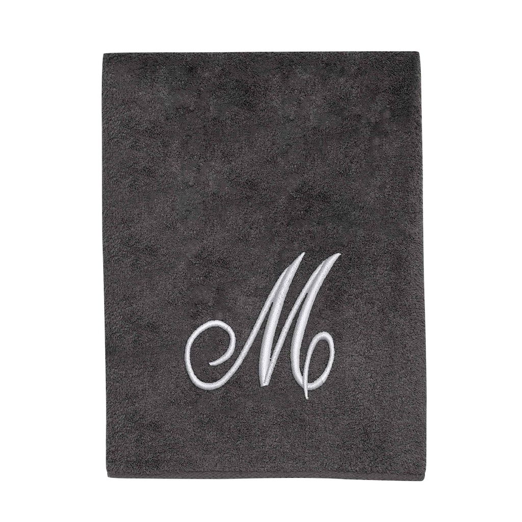 Avanti Granite with Silver Script Monogram Bath Towel Letter M - Bath Towel