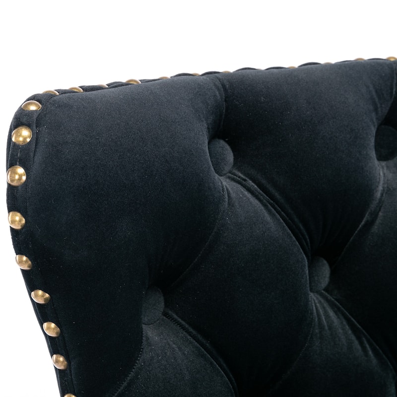 Ostweer Furniture Classic Velvet Upholstered Swivel Barstools Black Set of 2