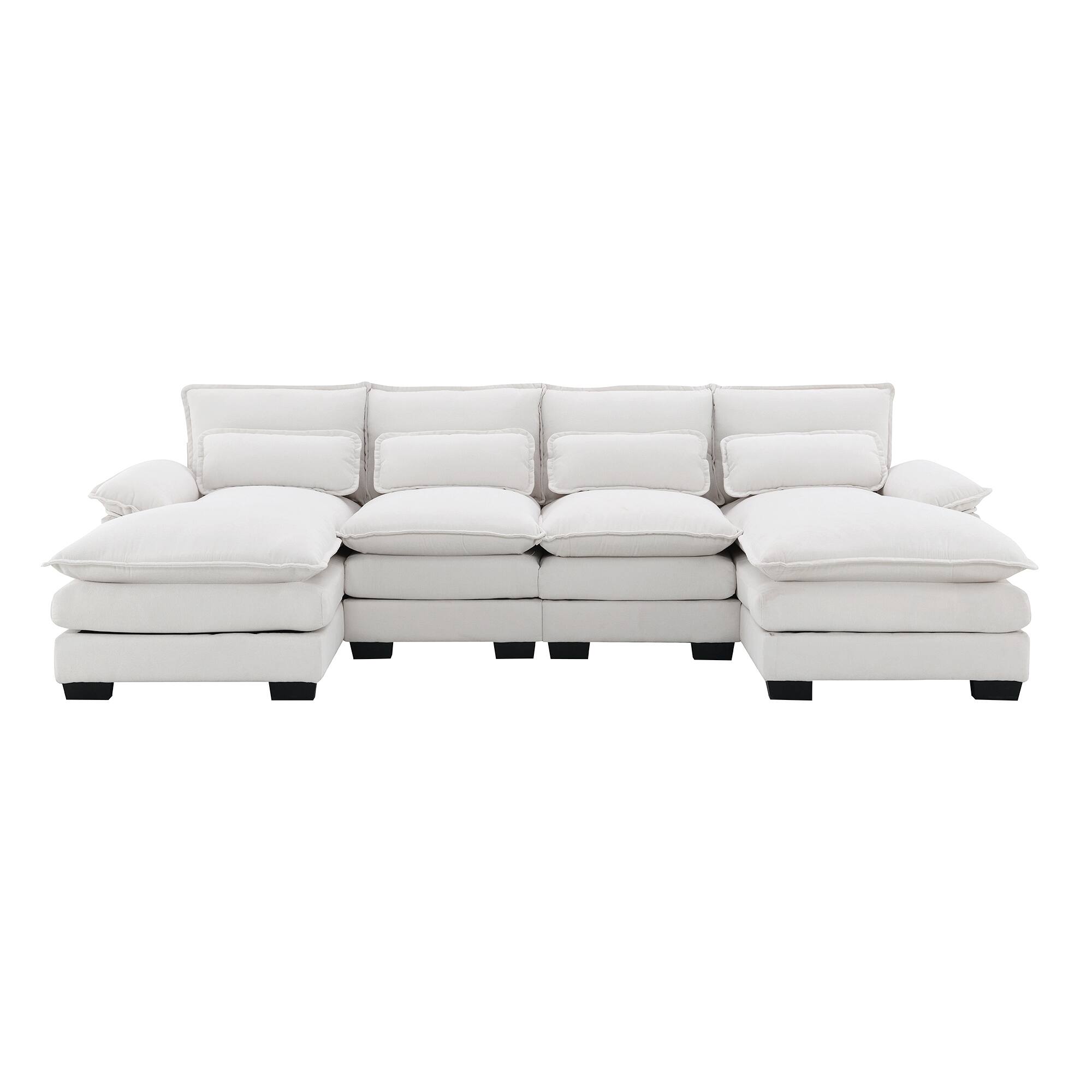 Modern UShaped Modular Sectional Sofa with Double Chaise Lounge and
