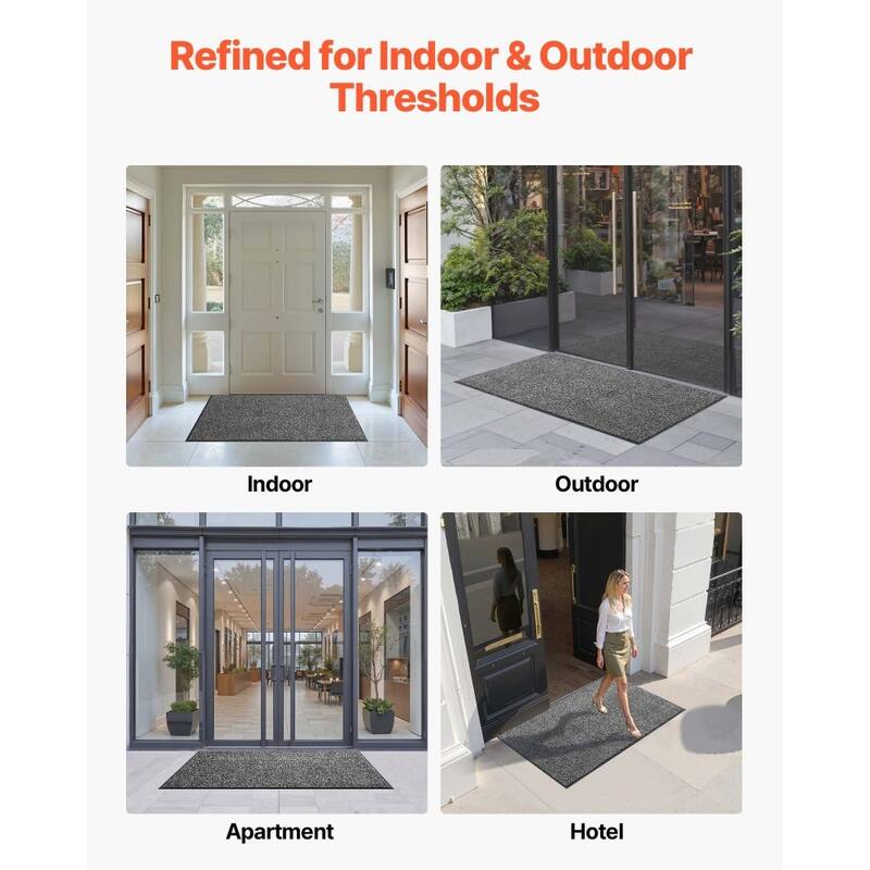 Grey Carpet Floor Mat 5x3 ft with Non-Slip Backing for Home and Commercial Use - 60 x 36 x 0.28 in