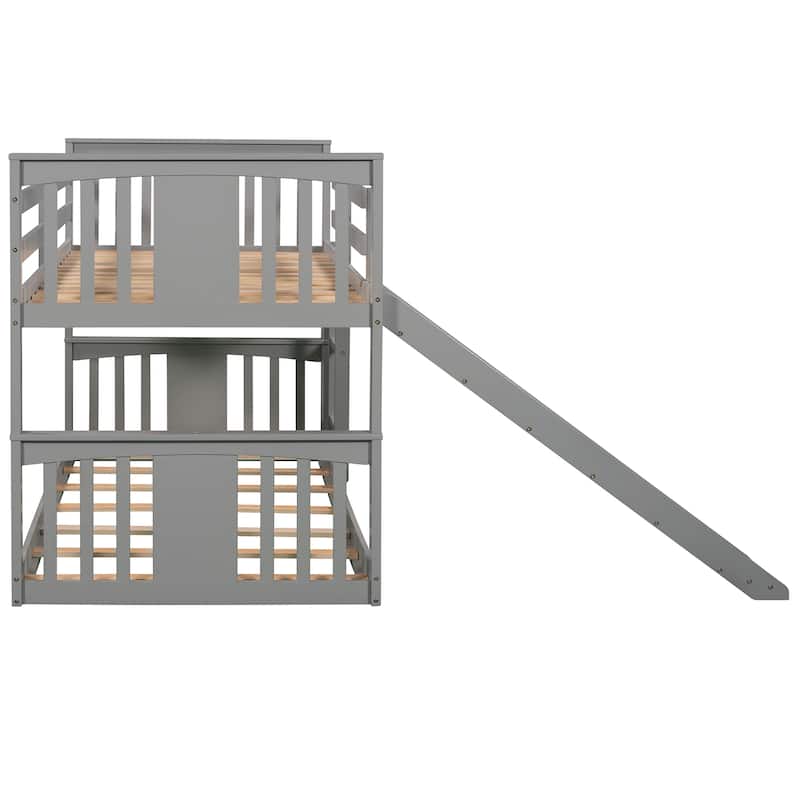 Twin Over Twin Bunk Bed with Slide and Ladder, Espresso_Old SKU:LP000009AAP_