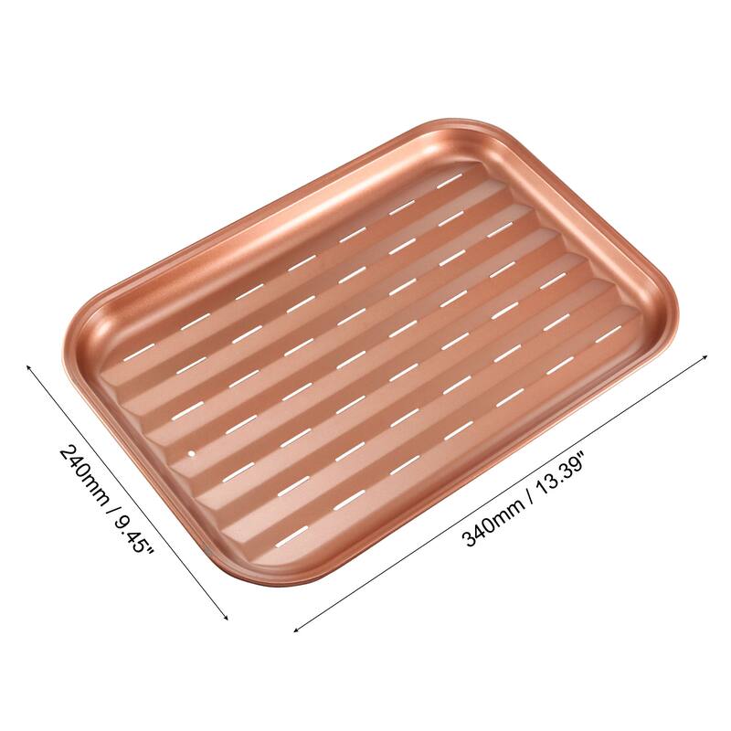 BBQ Grill Pans Carbon Steel Non-Stick Barbecue Trays for Grilling Meat - 13.39 x 9.45 x 0.79"(L*W*H) - Pink