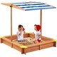 preview thumbnail 19 of 18, Kids Sandbox with Adjustable Cover, 46'' Wooden Sand Box with 2 Foldable Bench Seats, Outdoor Sandpit for Backyard Play