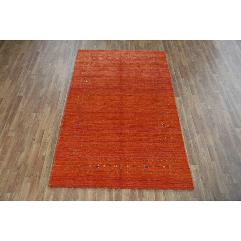 Gabbeh Indian Area Rug Hand-Knotted Tribal Oriental Wool Carpet - 4'10" x 7'7"